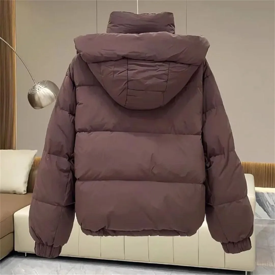 Women's Autumn Winter Down Cotton Jacket Korean Cotton-Padded Thicken Warm Hooded Parkas Short Coat Casual Top