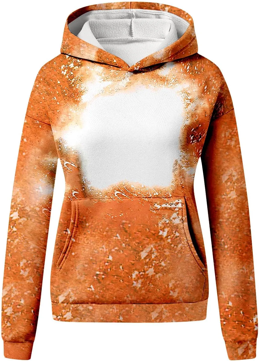 Womens Bleached Blank Print Hoodies Long Sleeve Casual 2024 Fall Oversized Pullover Tops Sweatshirt with Pockets