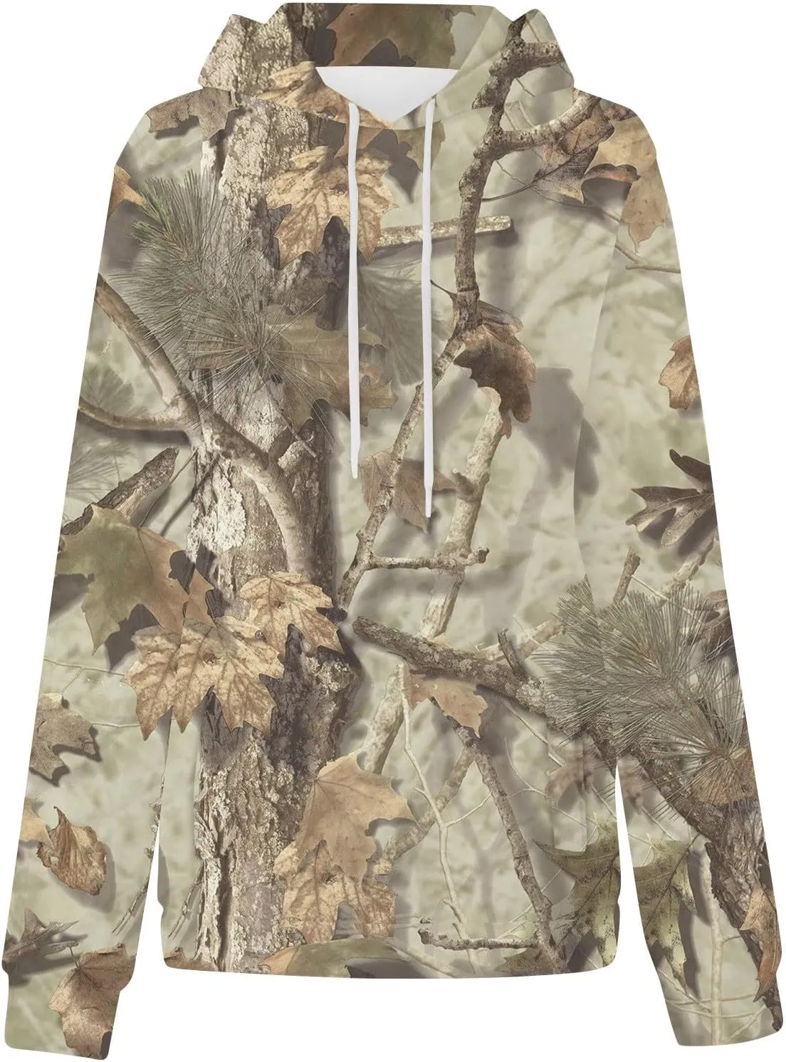 Women's Camo Hoodie Maple-Leaf Print Oversized Sweatshirt Fleece Hooded Sweatshirts with Pocket Classic Pullovers