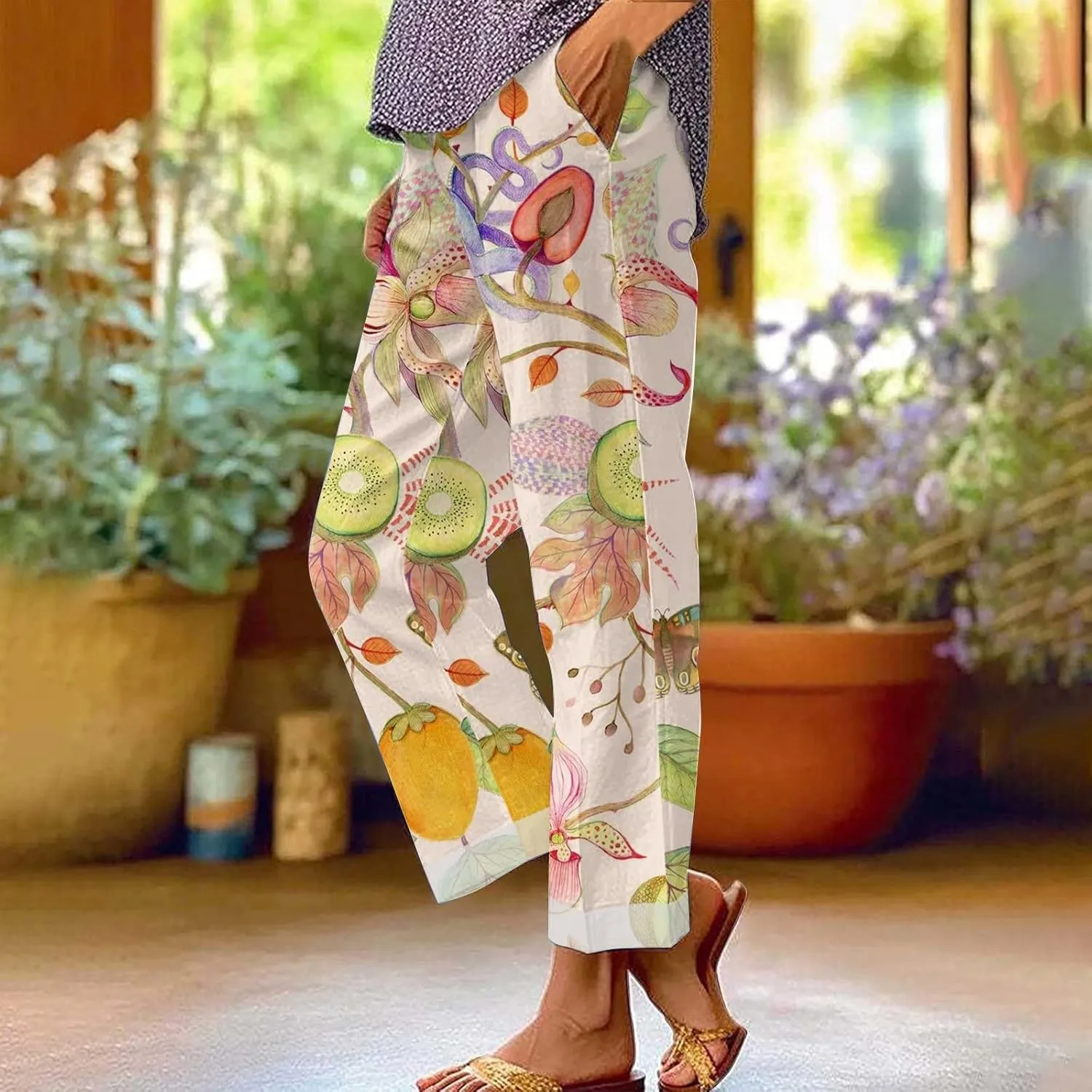 Womens Casual Boho Linen Pants Pants Long Drawstring Linen Women Waist Cotton Casual High Waisted Linen Pants Women