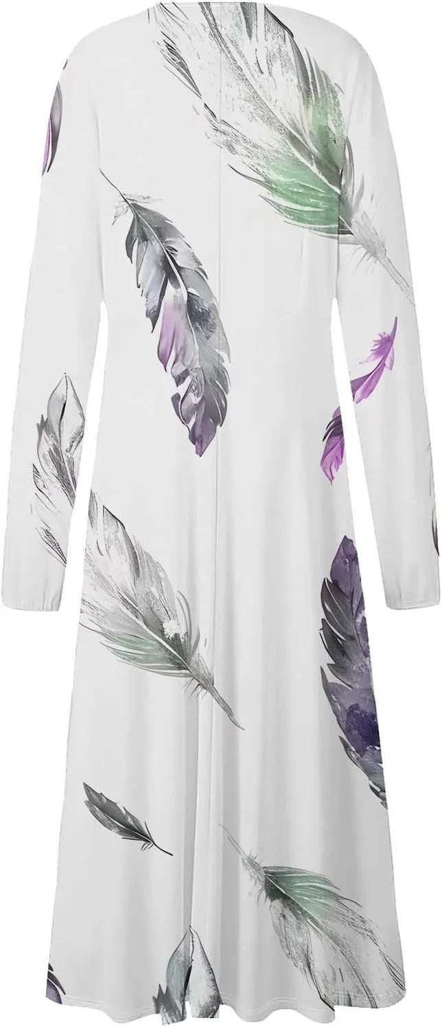 Women's Casual Dresses Fall 2024 Boho Long Sleeve V Neck Ruffle Maxi Dress Vintage Fashion Ruffle Bohemian Dresses