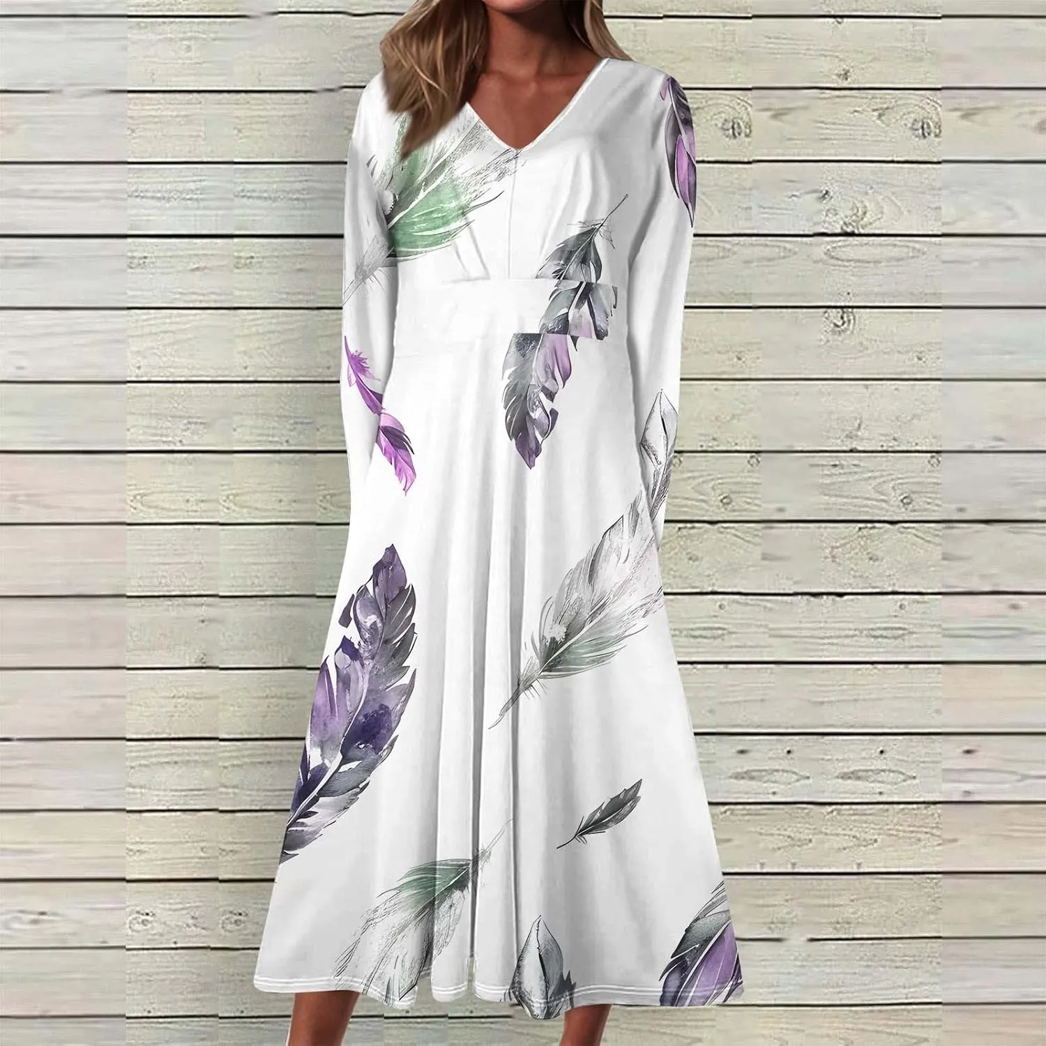 Women's Casual Dresses Fall 2024 Boho Long Sleeve V Neck Ruffle Maxi Dress Vintage Fashion Ruffle Bohemian Dresses