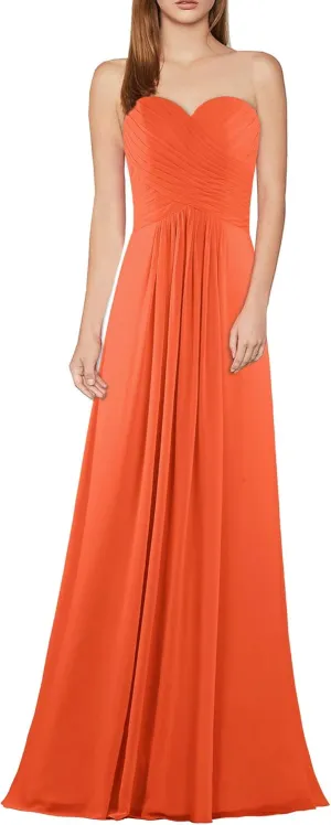 Women's Chiffon Bridesmaid Dresses Long Evening Gowns
