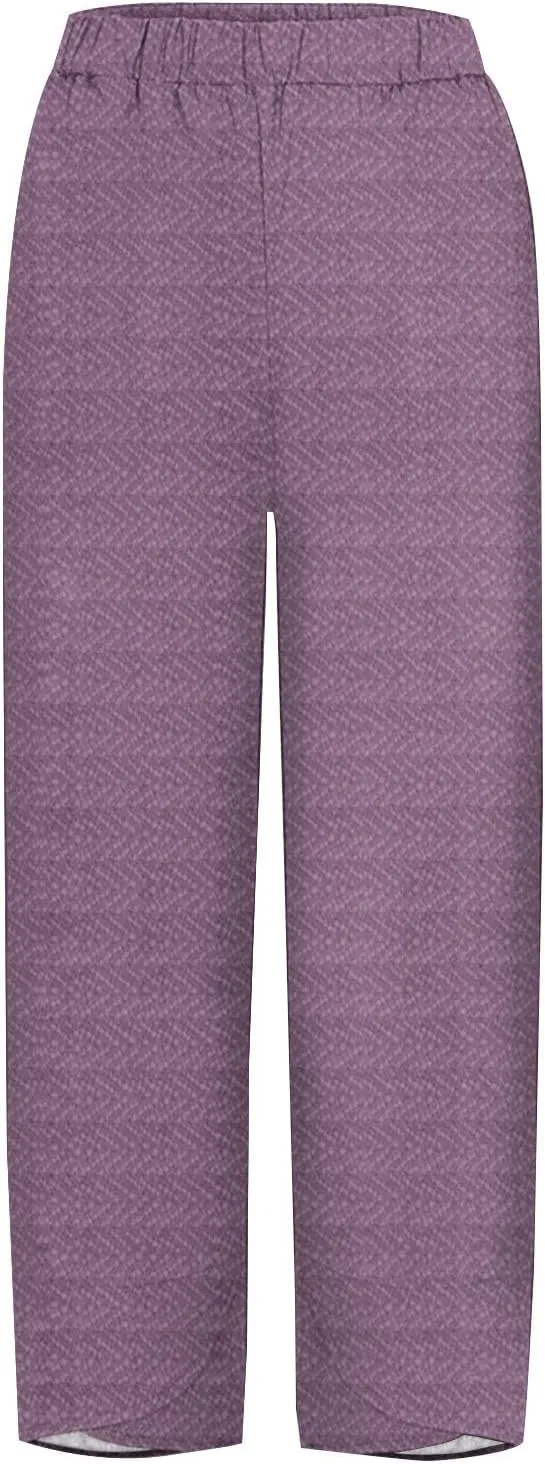 Womens Cotton Linen Printed Pants Wide Leg Comfy Retro Trousers High Waisted Straight Pant for Outdoor Hiking Commute