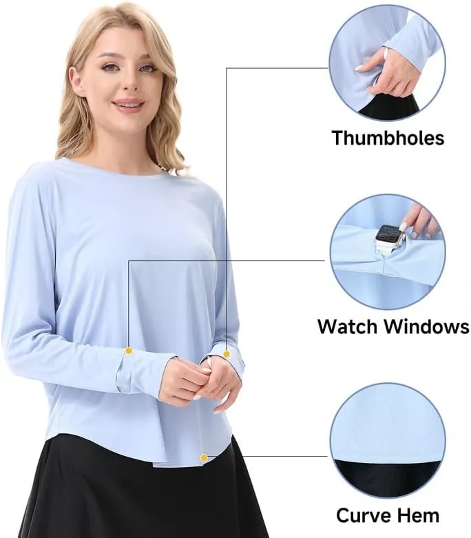 Women's Long Sleeve Shirts UPF 50  UV Workout Sun Shirts Lightweight Quick Dry Tops Outdoor Clothing for Hiking Fishing