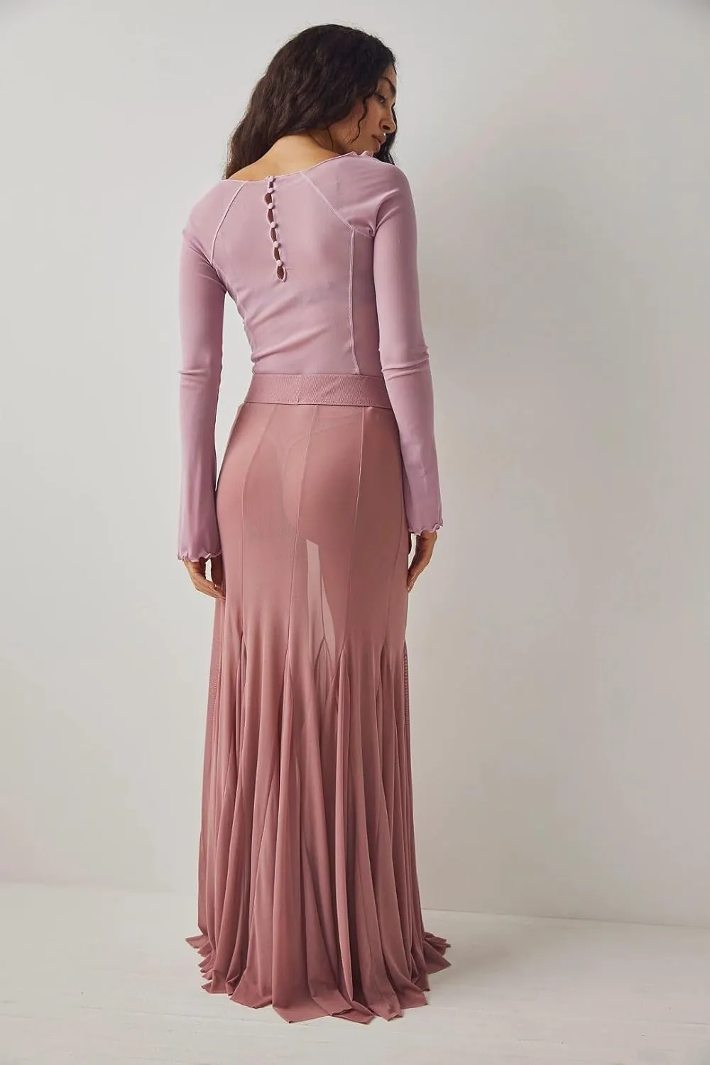 Womens Maxi Skirts Mesh Pleated 2025 Summer Trendy Sexy Club Sheer Boho Beach Cover Up Flowy Long Tulle Skirt