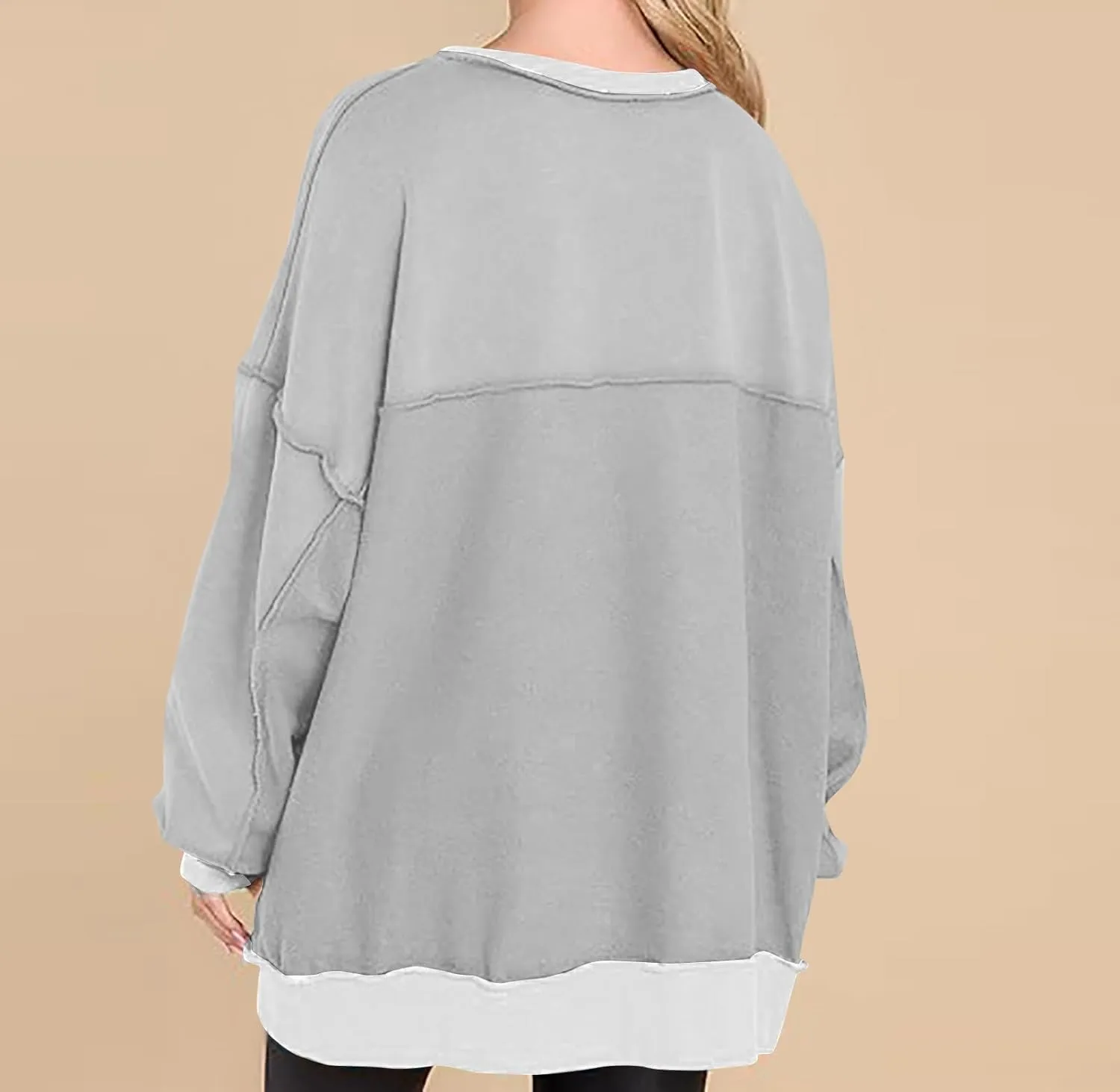 Womens Oversized Sweatshirts 2024 Fashion Fall Hoodies Long Sleeve V Neck Button Down Pullover Loose Fit Tops