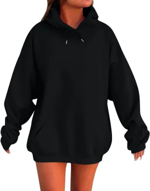 Womens Oversized Sweatshirts Fleece Hoodies Long Sleeve Shirts Pullover Drop Shoulder Outfits 2024 With Pocket