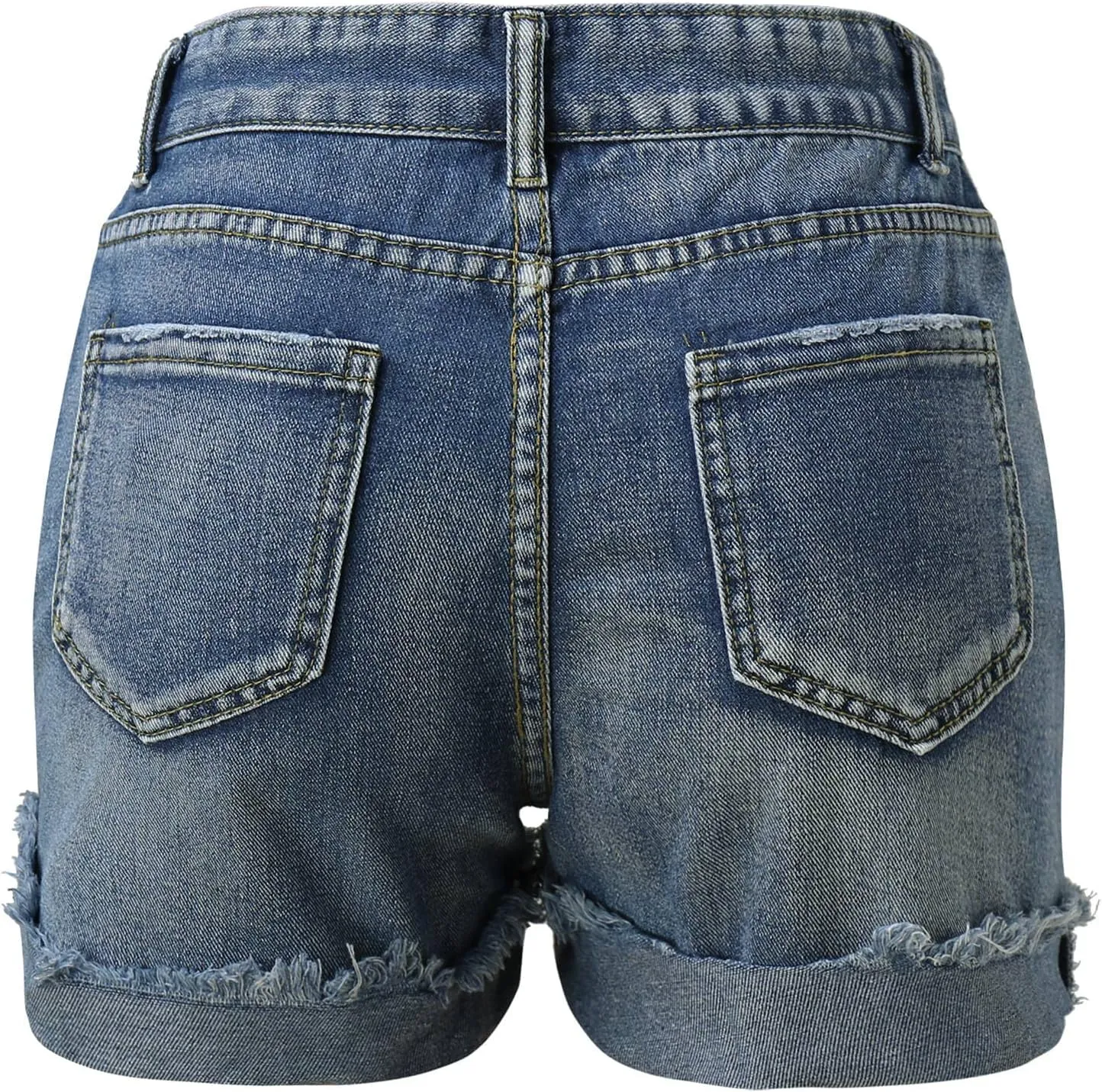 Womens Ripped Jean Shorts Button High Waisted Trendy Vintage Summer Stretchy Washed Denim Jorts with Pockets