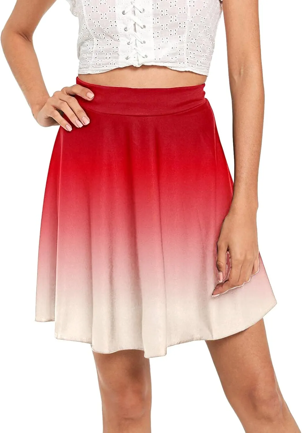 Women's Summer Cute High Waist Skirt Women's A Line Midi Skirts Ruffles Solid Skirts Vintage Irregular Cute