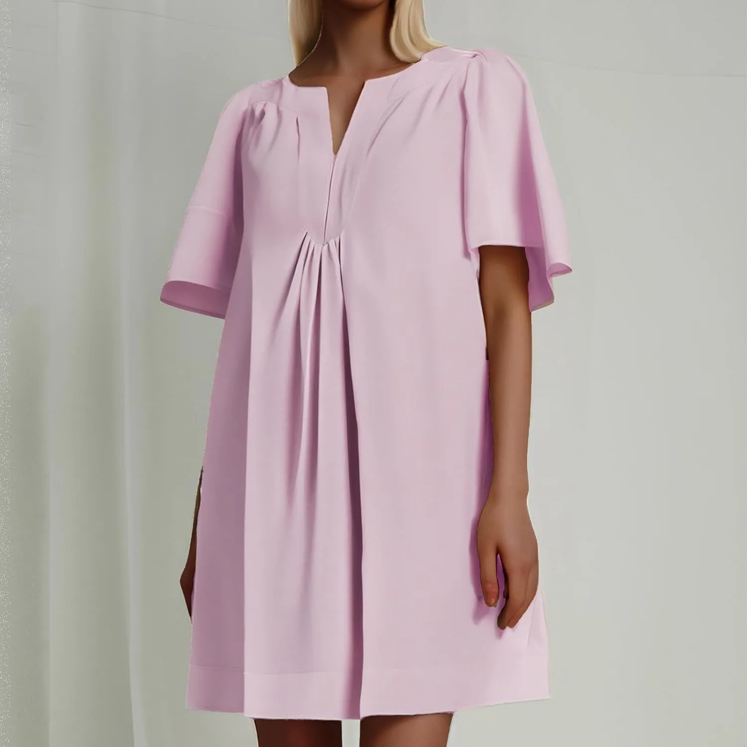 Womens T Shirt Dress Spring Casual Short Flutter Sleeve Drop Waist Mini Dress Retro Cocktail Party Hawaii Outfits