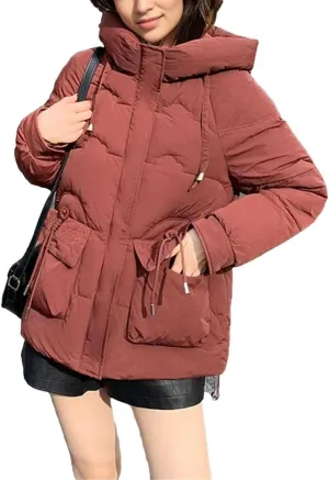Women's Winter Cotton Padded Coat Casual Warm Down Jacket Thicken Large Pocket Hooded Parkas