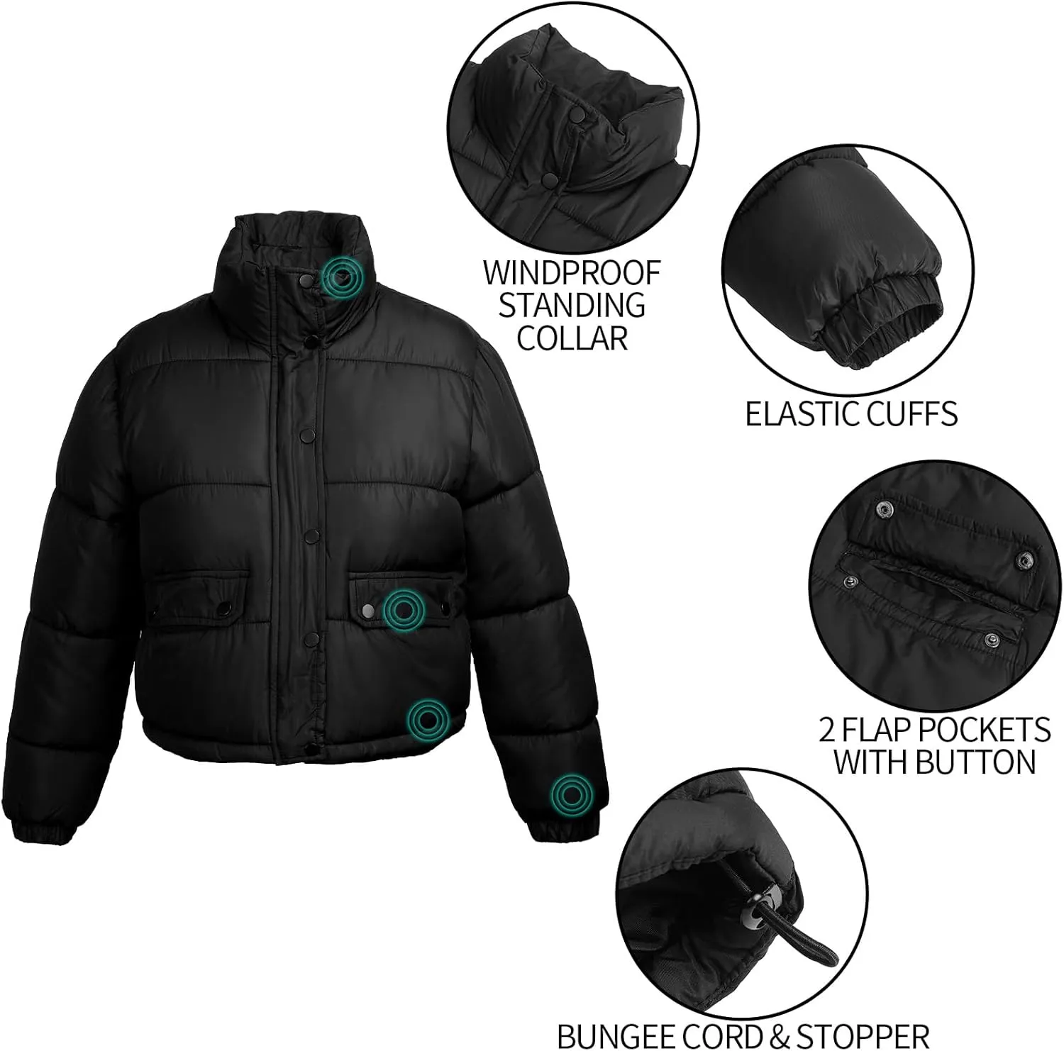 Women's Winter Cropped Puffer Jacket Coat Short Warm Quilted Fashion Jacket