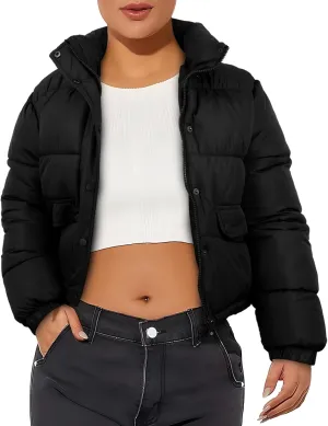 Women's Winter Cropped Puffer Jacket Coat Short Warm Quilted Fashion Jacket