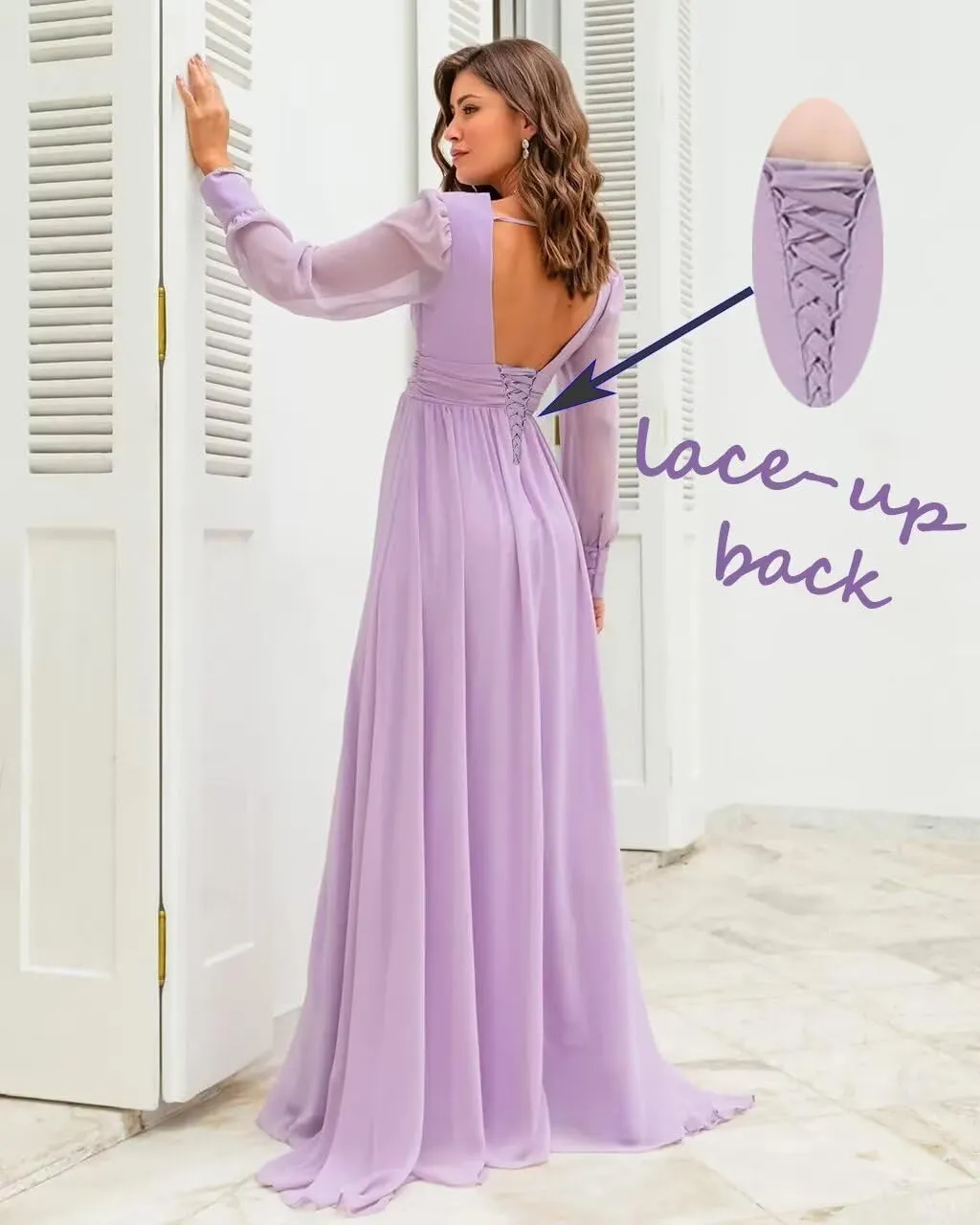 Xyiveaf Chiffon V-Neck Bridesmaid Dresses for Women Formal Evening Party Dresses with Slit Wedding Reception Gowns