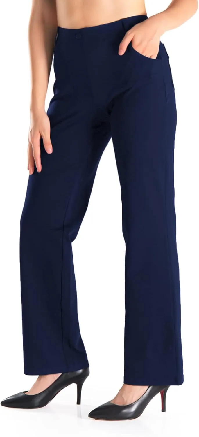 Yogipace,Belt Loops,Women's Petite/Regular/Tall High Waisted Stretchy Straight Leg Relaxed Fit Yoga Dress Pants for Work