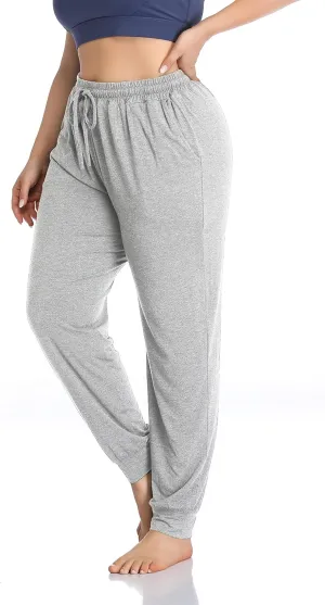ZERDOCEAN Women's Plus Size Casual Lounge Yoga Pants Comfy Relaxed Joggers Pants Drawstring with Pockets