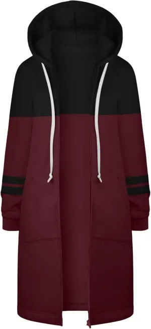 Zip Up Hoodies for Women 2024 Fall Oversized Sweatshirts Long Sleeve Hooded Lightweight Long Jackets with Pockets
